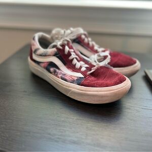 Vans Classic Red and Black Tie-Dye Print Sneakers sz5